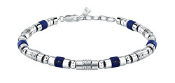 Herrenarmband aus Stahl mit Lapislazuli Pietre S1741