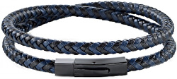 Pánsky modro-čierny kožený náramok Moody SQH16