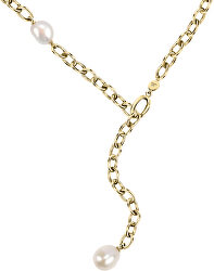 Pozlátený oceľový náhrdelník s pravými perlami Oriente SARI01