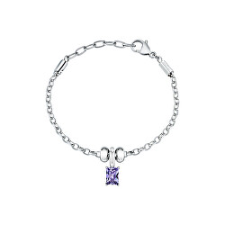 Incantevole bracciale in acciaio con zirconi viola Drops SCZ1370