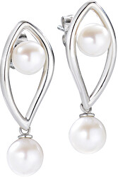 Romantici orecchini con vere perle Foglia SAKH15