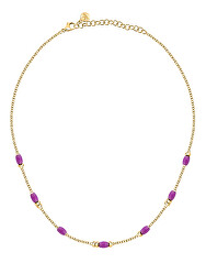Slušivý pozlátený náhrdelník s korálkami Colori SAXQ03
