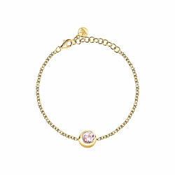 Affascinante bracciale placcato in oro con quarzo rosa Semipreziose SAXN11