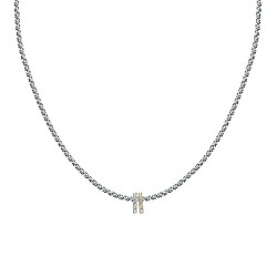 Štýlový oceľový bicolor náhrdelník s kryštálmi Drops SCZ1354