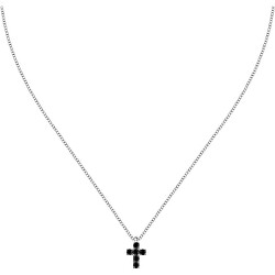 Štýlový strieborný náhrdelník Krížik so zirkónmi SATT13