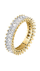 Scintillante anello placcato oro con zirconi trasparenti Baguette SAVP090