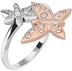 Ocelový bicolor prsten s motýlkem Natura SAHL06