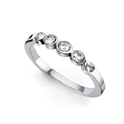Elegantní ocelový prsten s čirými krystaly Change 41164