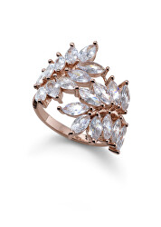 Luxusní bronzový prsten s kubickými zirkony Sheaf 41184RG