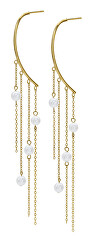 Luxusní pozlacené náušnice s perličkami Lucina 23068G