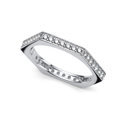 Nadčasový stříbrný prsten s kubickými zirkony Edge 63266