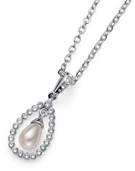 Náhrdelník s krystaly a perlou Pearl Drop 11946
