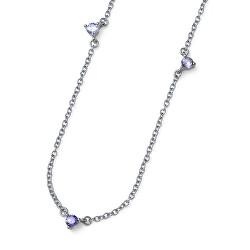 Pôvabný náhrdelník s fialovými zirkónmi 12221 VIO