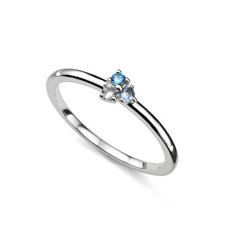 Pôvabný prsteň s modrými zirkónmi Wispy 41158