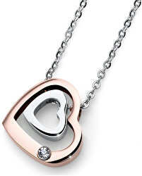 Romantický bicolor náhrdelník Doubleheart 11858
