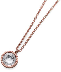 Růžově zlacený náhrdelník s krystalem Joy 11972RG