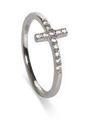 Elegante anello con croce del santuario in argento Sanctuary 63342