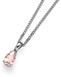 Stříbrný náhrdelník s krystalem Pear 61148 ROS (řetízek, přívěsek)