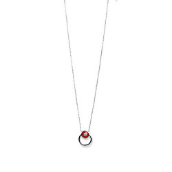 Stylový stříbrný náhrdelník Apricus 61290 RED (řetízek, přívěsek)