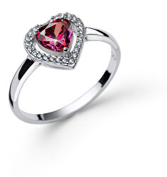 Třpytivý stříbrný prsten se zirkony Swarovski 63245 FUX