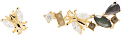 Asymmetrische vergoldete Ohrringe aus Silber mit Zirkonen REVERY Gold AR01-321-U