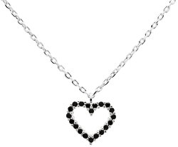 Gyengéd ezüst nyaklánc szívvel  Black Heart Silver CO02-221-U (nyaklánc, medál)