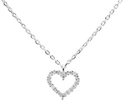 Nežný strieborný náhrdelník so srdiečkom White Heart Silver CO02-220-U (retiazka, prívesok)