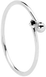 Strieborný minimalistický prsteň BLACK ESSENTIA Silver AN02-132