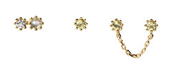 Aszimmetrikus, aranyozott ezüst fülbevalók csillogó cirkónium kövekkel  KARA Gold BU01-050-U