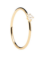 Elegante anello placcato oro con perla Solitary Pearl Essentials AN01-160