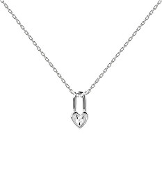Jedinečný stříbrný náhrdelník HEART PADLOCK Silver CO02-510-U