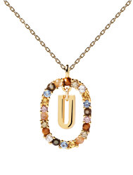 Krásny pozlátený náhrdelník písmeno "U" LETTERS CO01-280-U (retiazka, prívesok)