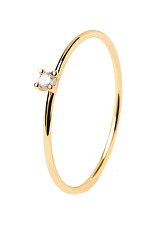 Minimalistischer vergoldeter Ring mit Zirkonen White Solitary Essentials AN01-156
