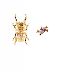 Cercei asimetrici placați cu aur COURAGE Beetle AR01-368-U