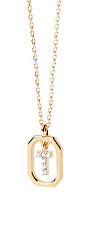 Charmante vergoldete Halskette Buchstabe "T" LETTERS CO01-531-U (Halskette, Anhänger)