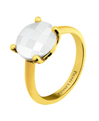 Pozlacený prsten s bílým achátem Multiples BJ06A321
