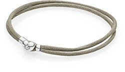 Béžový textilní náramek se srdíčkovým zapínáním 590749CGG