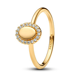 Elegantní pozlacený prsten Ovál s aureolou Shine 163800C01