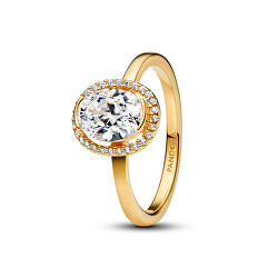 Elegantní pozlacený prsten se zirkony Shine 163554C01