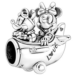 Hravá strieborná korálka Mickey a Minnie v lietadle 790108C00