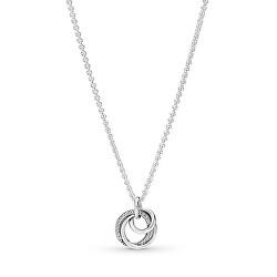 Něžný stříbrný náhrdelník Kruhy se zirkony 391455C01-60