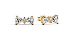 Třpytivé pozlacené náušnice mašličky Timeless Shine 263507C01