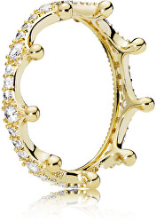 Prekrásny pozlátený prsteň Začarovaná koruna Shine 168654C01