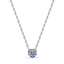 Překrásný stříbrný náhrdelník Modrá maceška 390770C01-50 (řetízek, přívěsek)