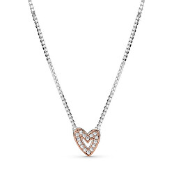 Romantický strieborný náhrdelník so zirkónmi Rose 380089C01-45