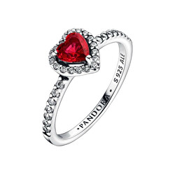 Romantikus ezüst gyűrű piros kristállyal 198421C02