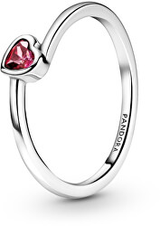 Romantický stříbrný prsten s červeným srdíčkem People 199267C01