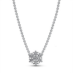 Slušivý náhrdelník ze stříbra Sněhová vločka 392371C01-45