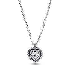 Strieborný náhrdelník s trblietavým srdiečkom Timeless 393099C01-45