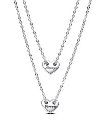 Dvojitý stříbrný náhrdelník Srdce Forever & Always 393207C00-45